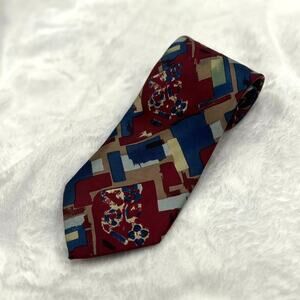 Fendi Vintage 90s Silk Tie Abstract Geometric Made in Italy Authenticated
